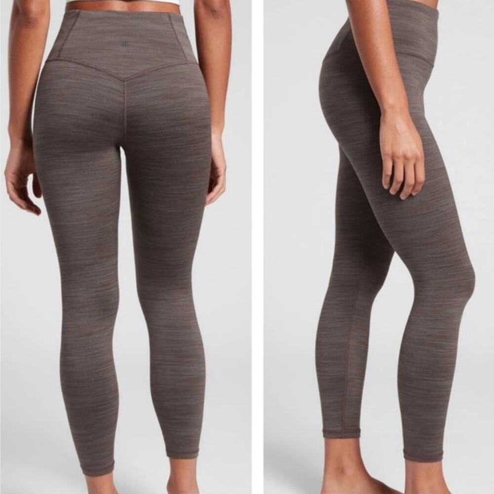 High-Rise Heathered Brown Leggings - Women